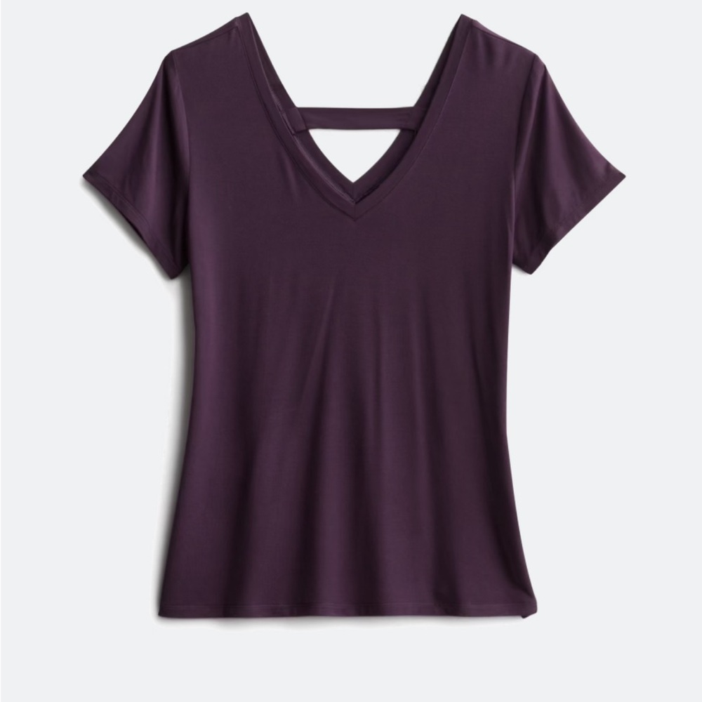41 Hawthorn Plum V-Neck Short Sleeve Top